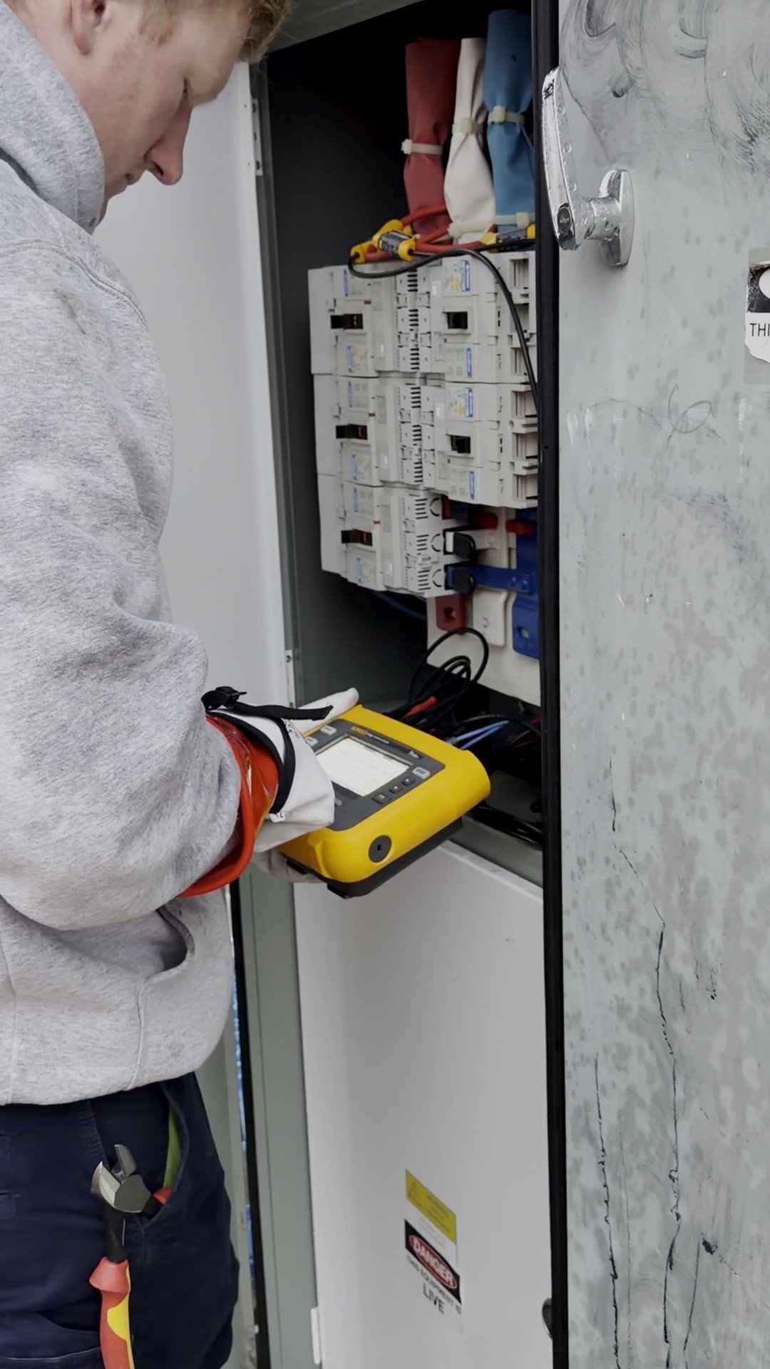 Tom carrying out electrical testing